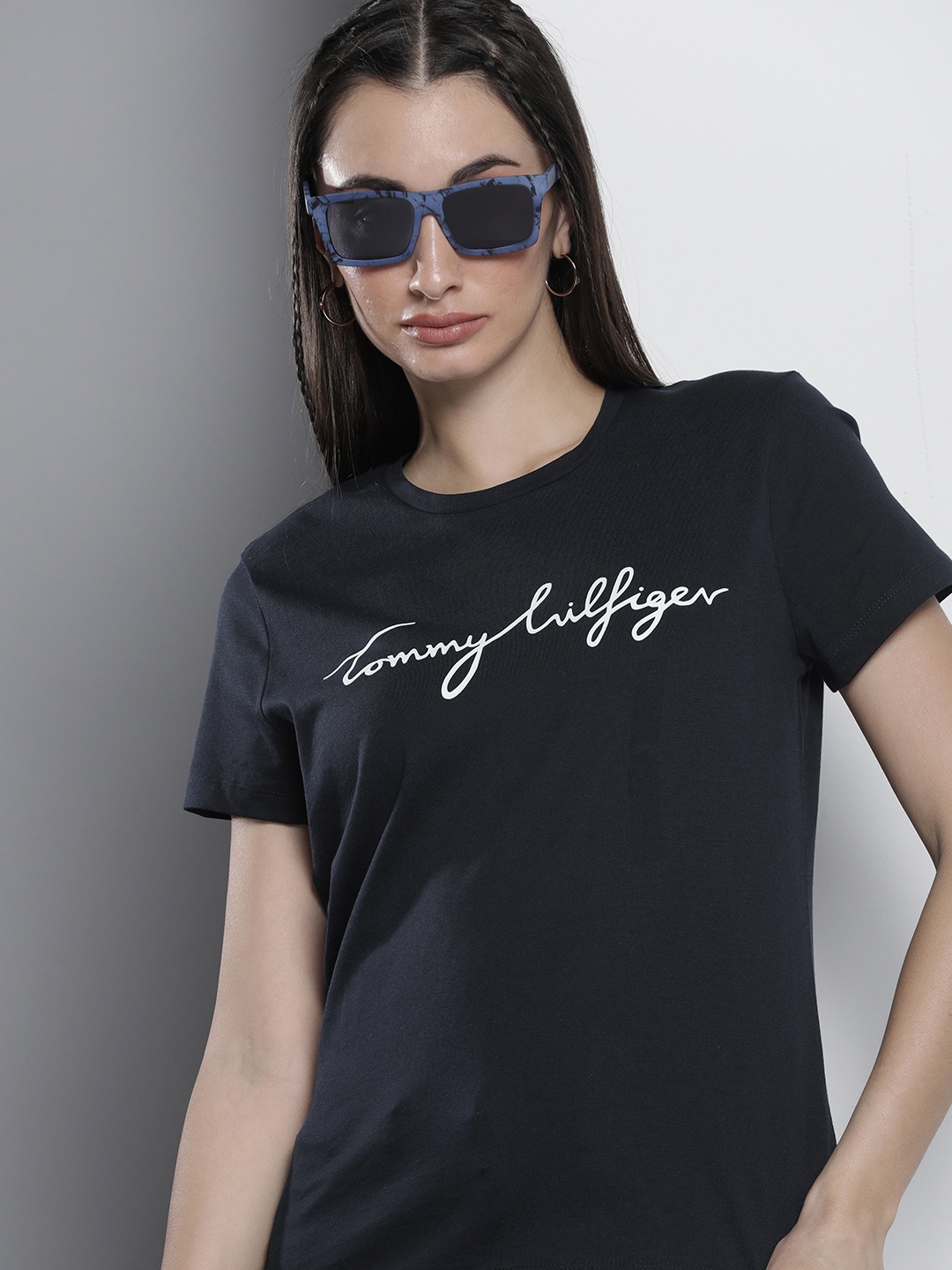 

Tommy Hilfiger Brand Logo Printed Pure Cotton T-shirt, Navy blue