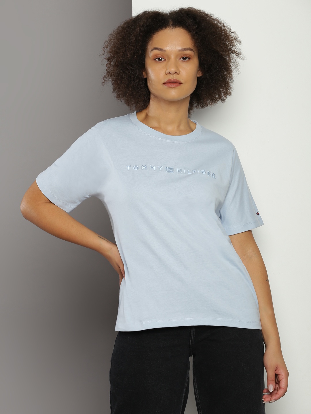 

Tommy Hilfiger Pure Cotton Brand Logo Printed Casual T-shirt, Blue