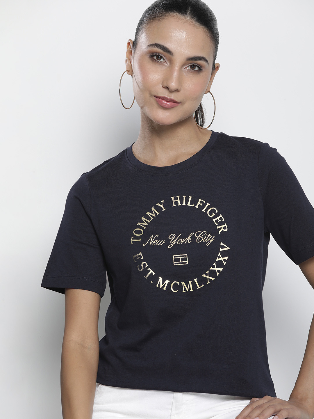 

Tommy Hilfiger Brand Logo Printed Pure Cotton T-shirt, Navy blue