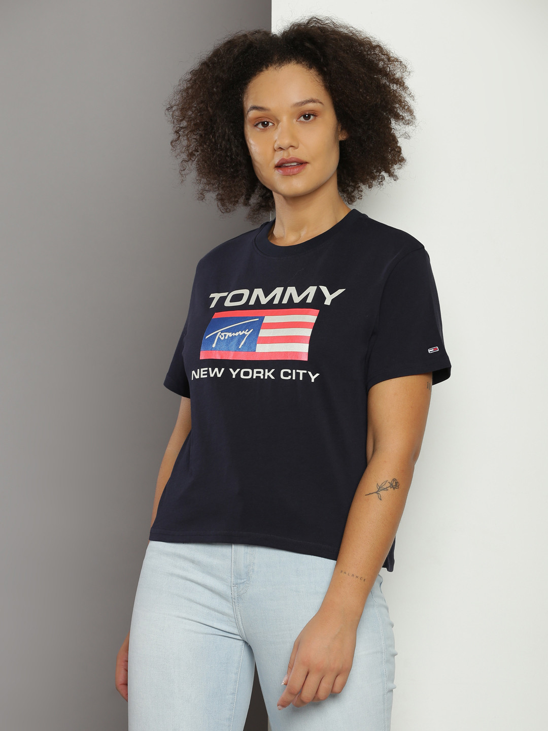 

Tommy Hilfiger Brand Logo Printed Pure Cotton T-shirt, Navy blue