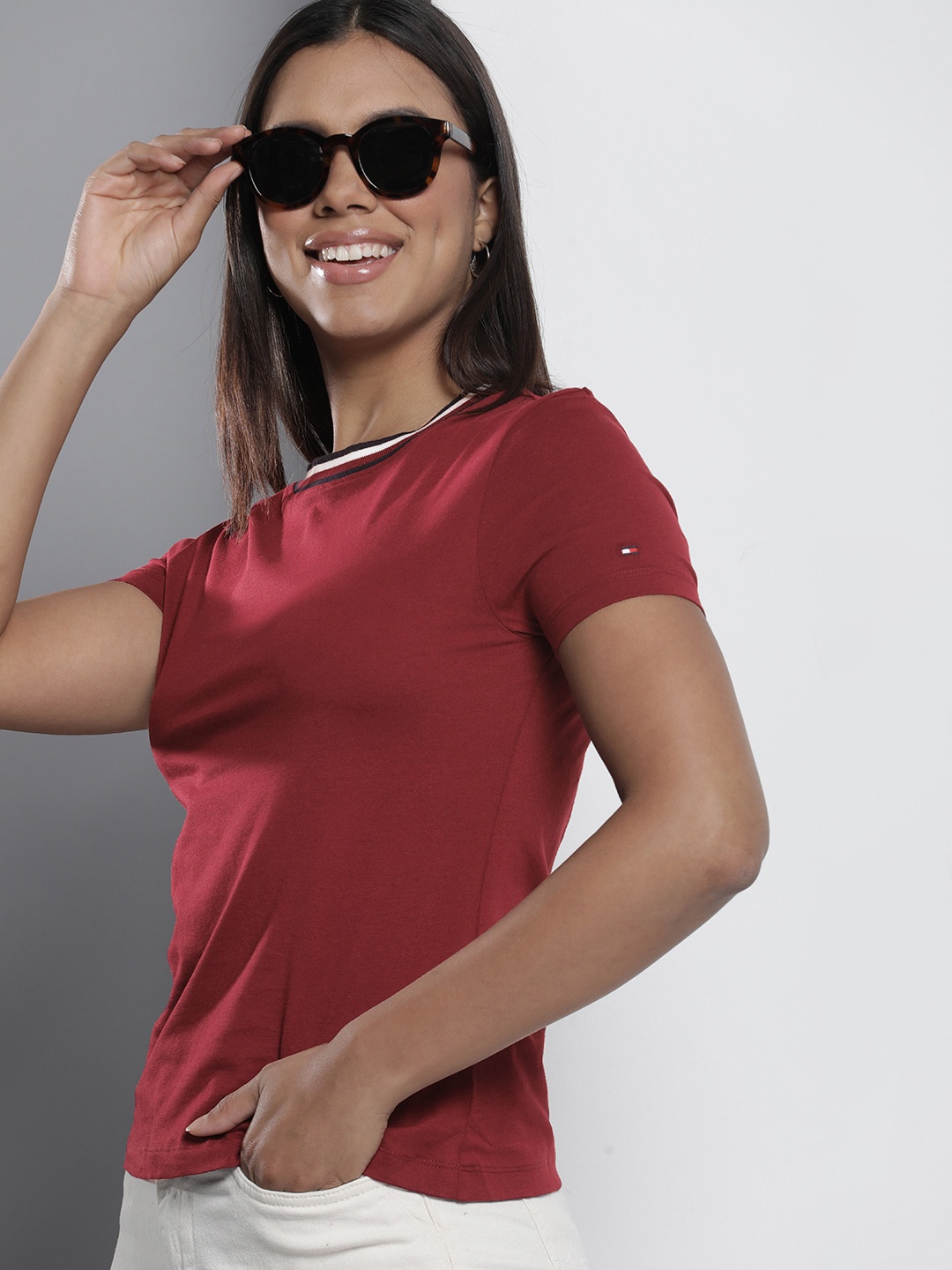 

Tommy Hilfiger Pure Cotton Slim Fit T-shirt, Maroon