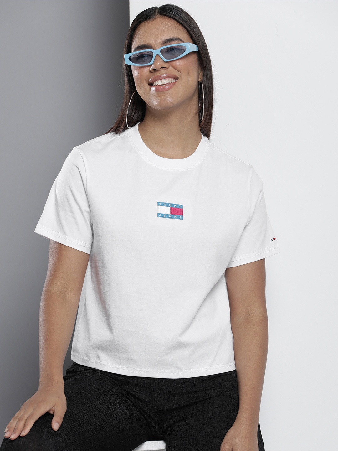 

Tommy Hilfiger Brand Logo Embroidered Pure Cotton T-shirt, White