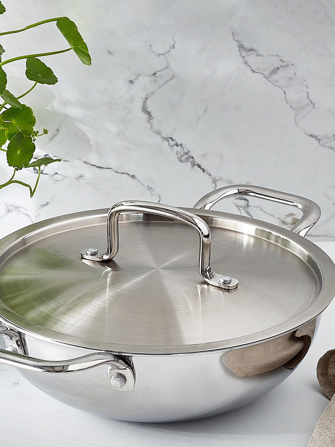 

Home Centre Valeria Silver-Toned 3-Pieces Tri-Ply Stainless Steel Cookware Set