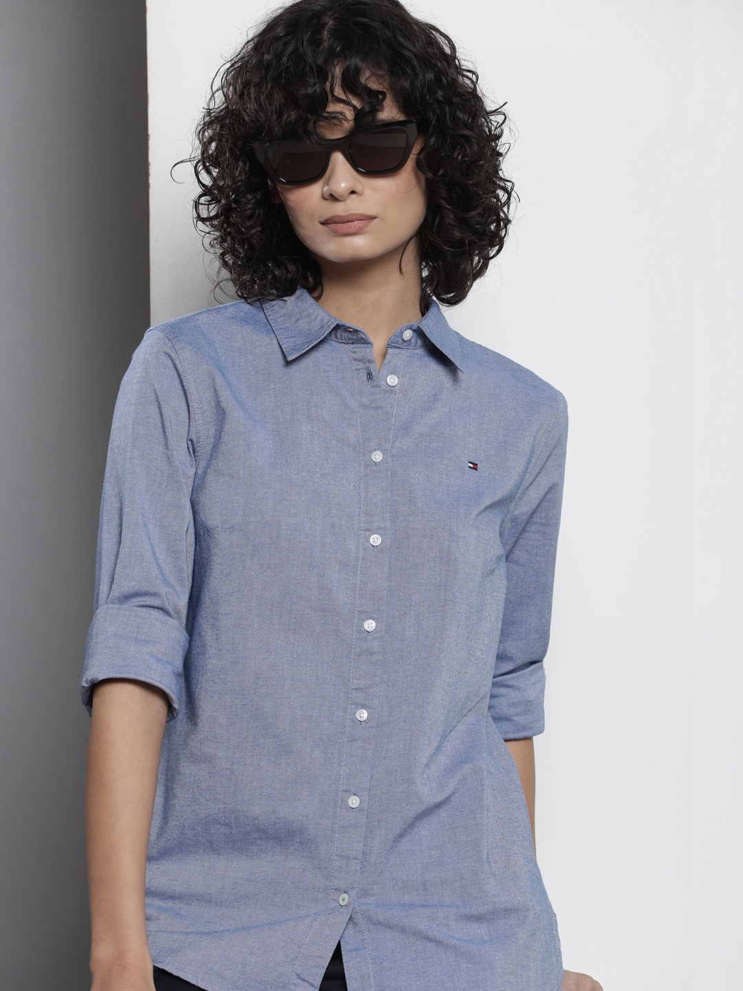

Tommy Hilfiger Self Design Classic Fit Casual Shirt, Blue