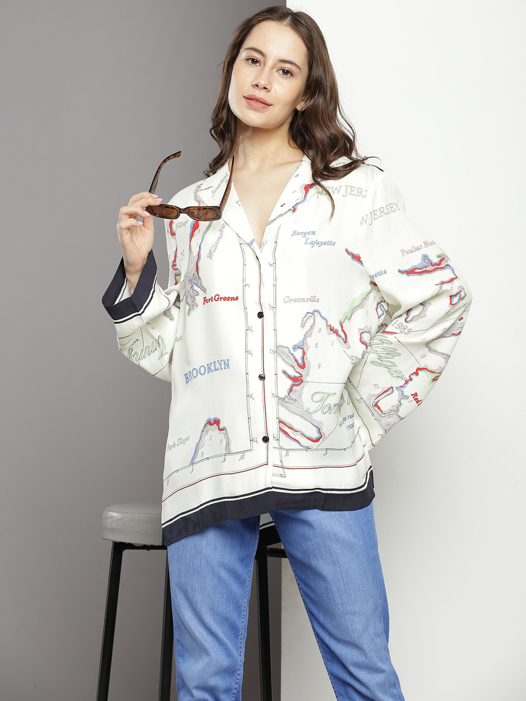 

Tommy Hilfiger Graphic Printed Boxy Casual Shirt, Off white