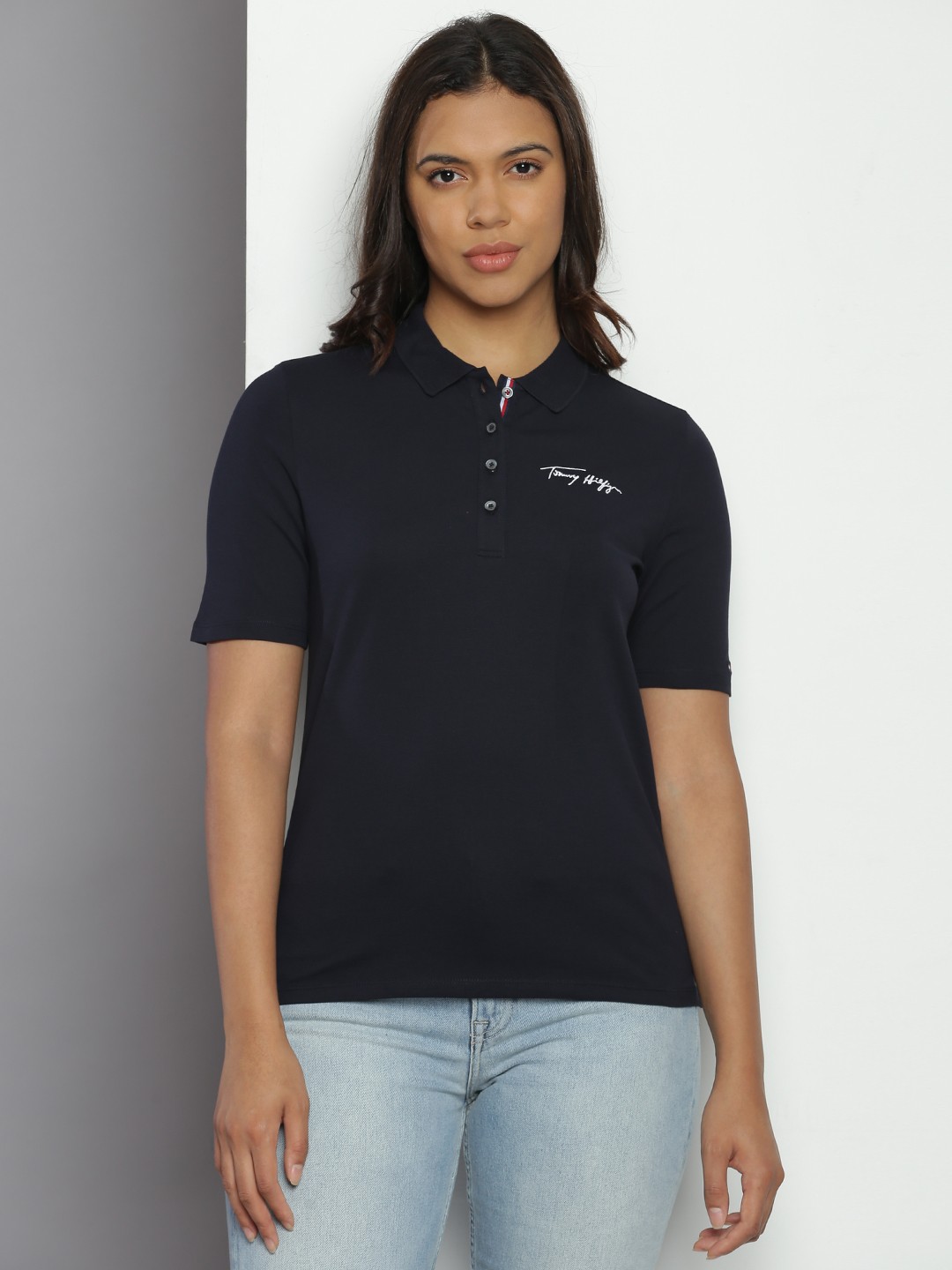 

Tommy Hilfiger Solid Short Sleeves Polo Collar T-shirt, Navy blue