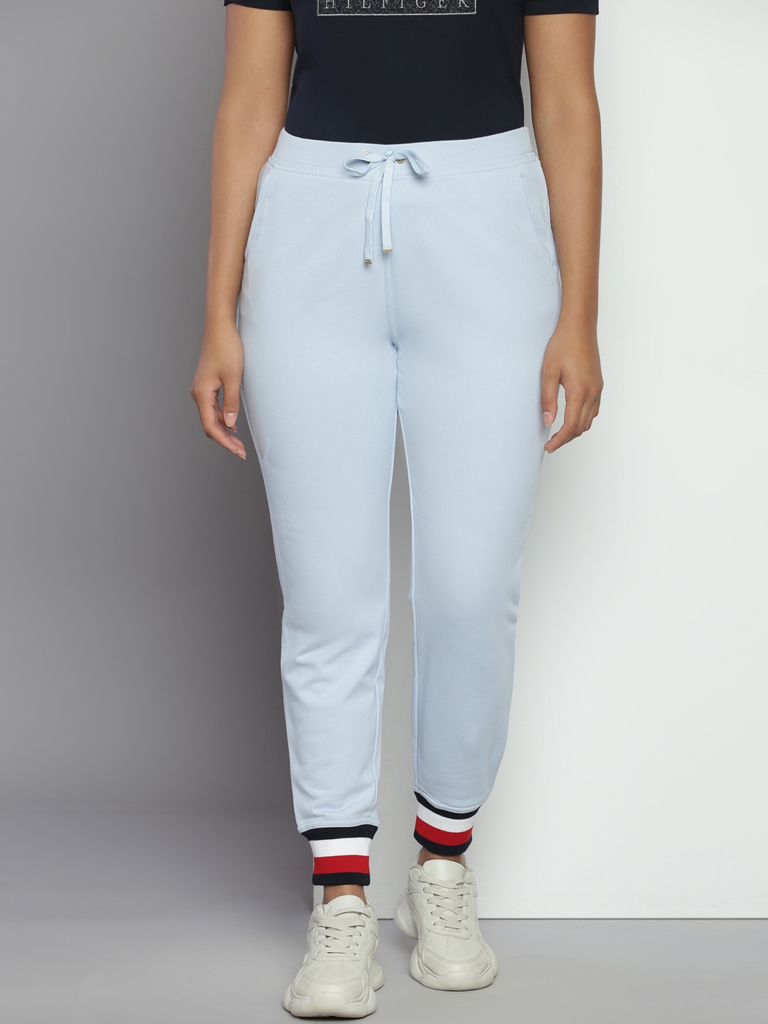 

Tommy Hilfiger Women Pure Cotton Mid-Rise Joggers, Blue