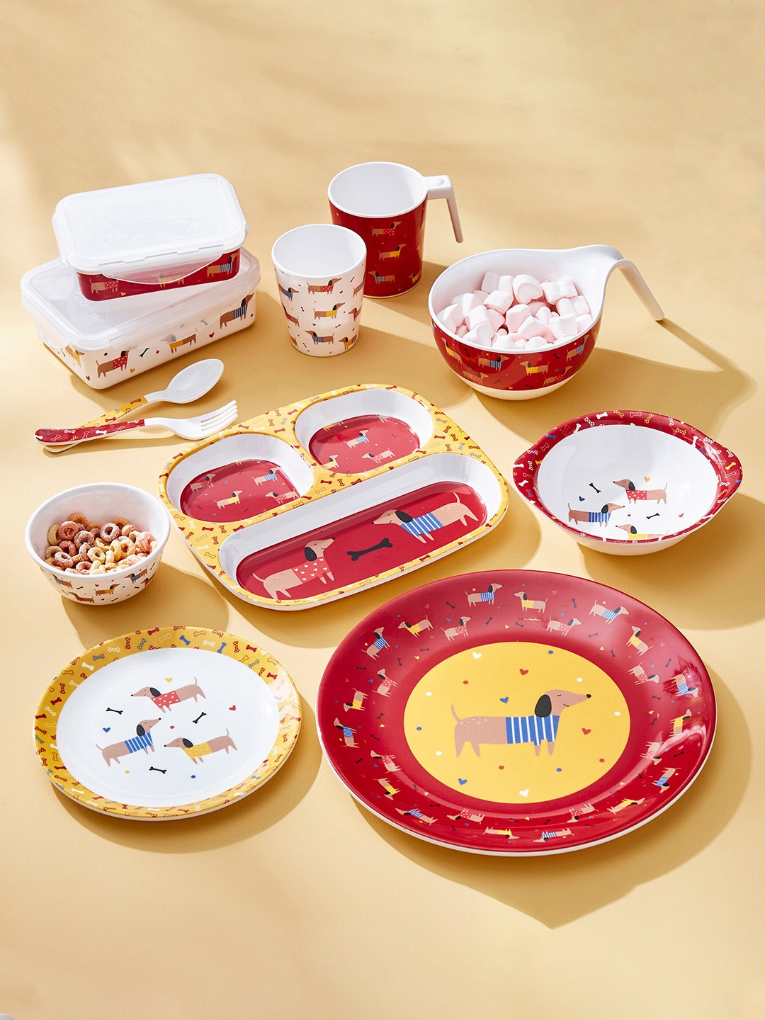 

Home Centre Red & Blue Printed Melamine Matte Mugs Set of Cups and Mugs