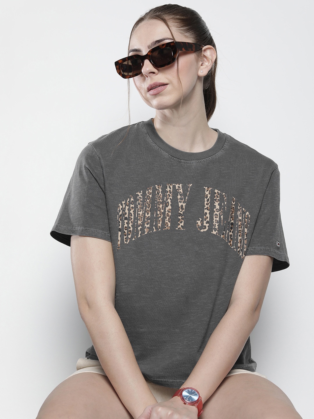 

Tommy Hilfiger Printed Pure Cotton T-shirt, Grey