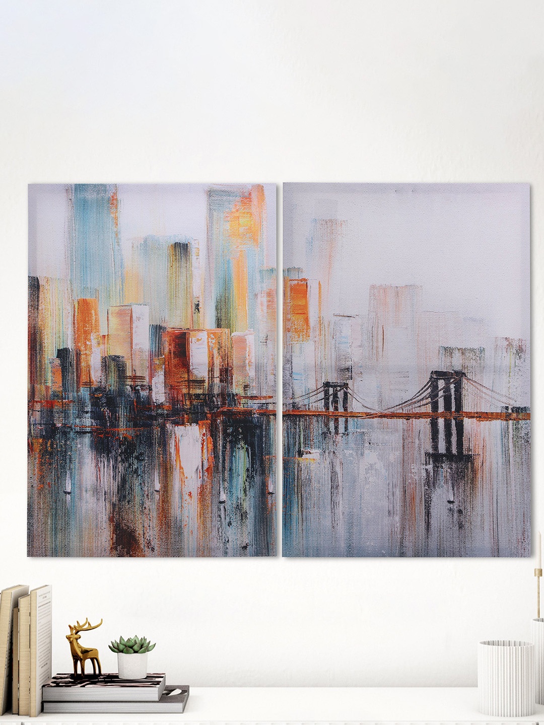 

Home Centre White & Yellow 2 Pieces Scape Framed Wall Art