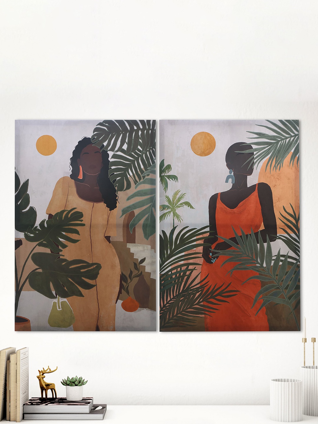 

Home Centre Corsica Grey & Orange 2 Pieces African Picture-Painted Framed Wall Art