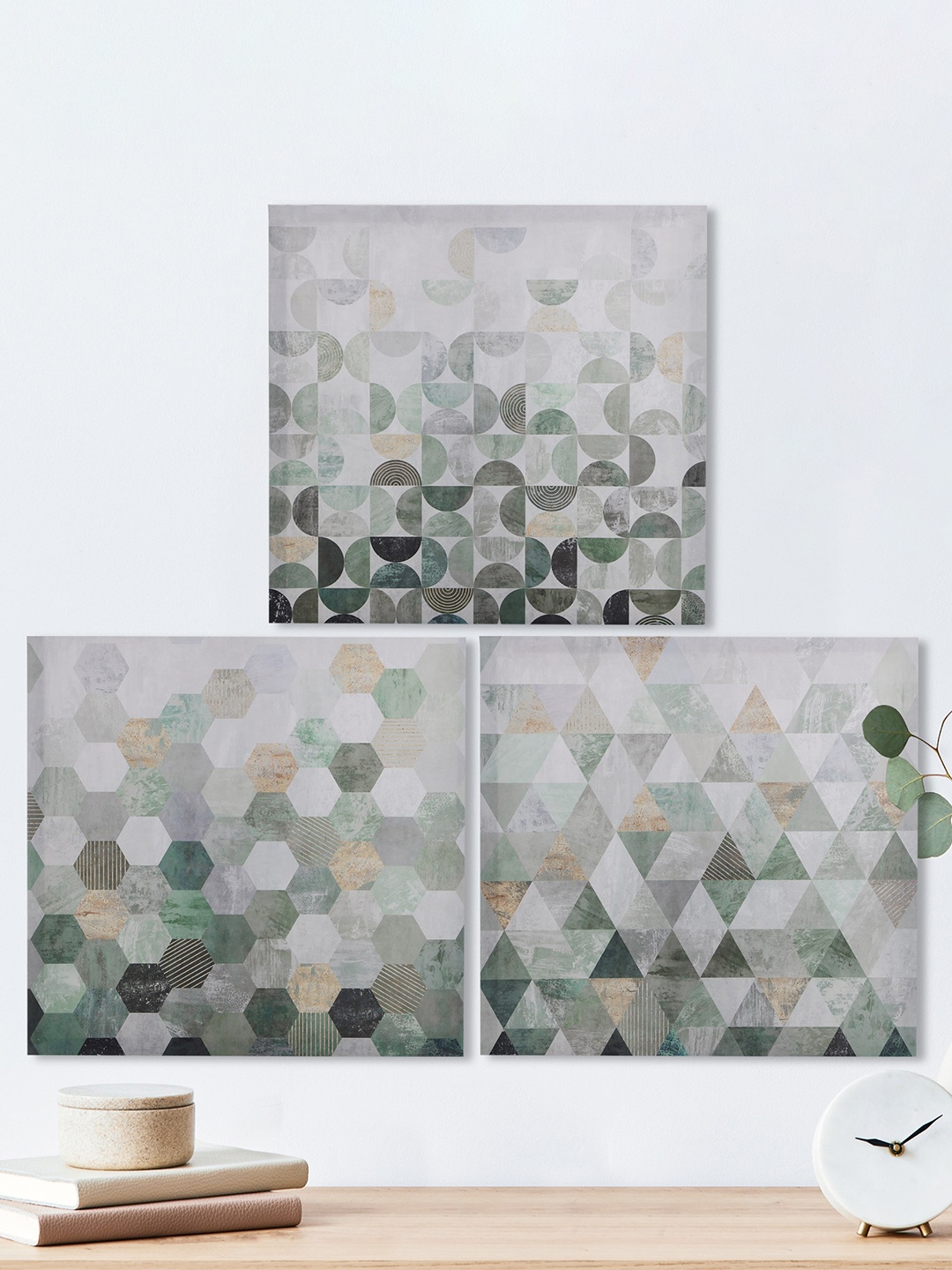 

Home Centre Corsica Grey & White 3-Pieces Geometry Printed Framed Wall Art