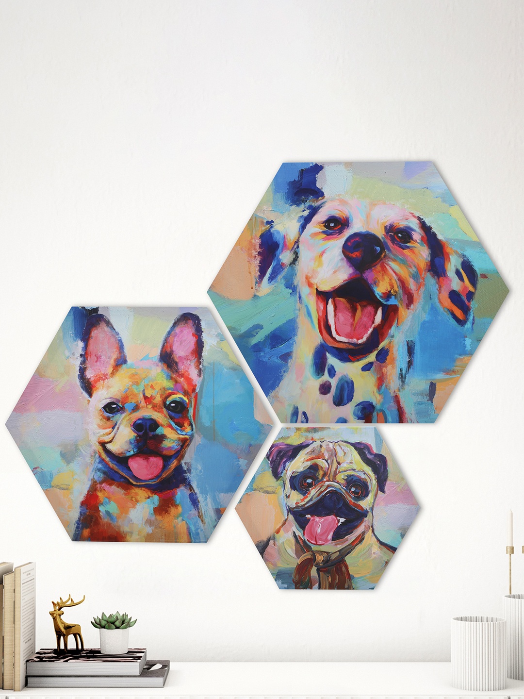 

Home Centre Cream & Blue 3 Pieces Dogs Printed Framed Wall Art