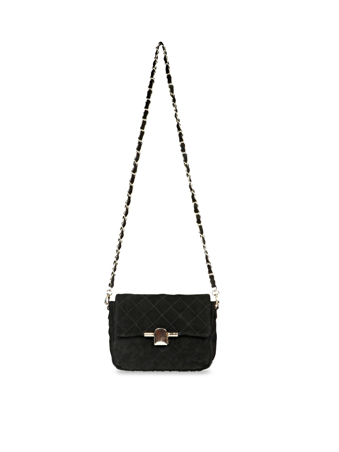 

Saint G Textured Leather Structured Sling Bag With Quilted, Navy blue