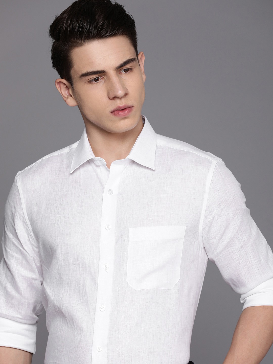 

Louis Philippe Slim Fit Pure Linen Formal Shirt, White