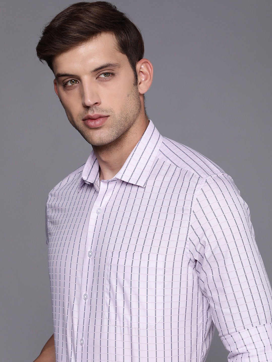 

Louis Philippe Pure Cotton Self Checked Slim Fit Opaque Formal Shirt, Pink