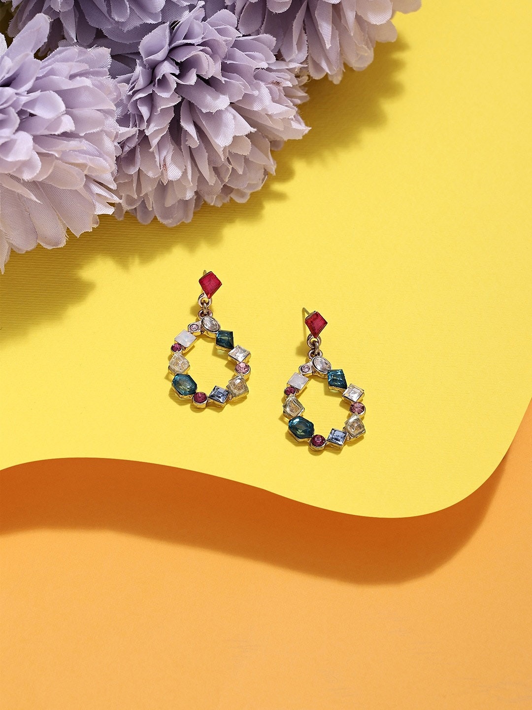 

Zaveri Pearls Gold-Plated Contemporary Drop Earrings