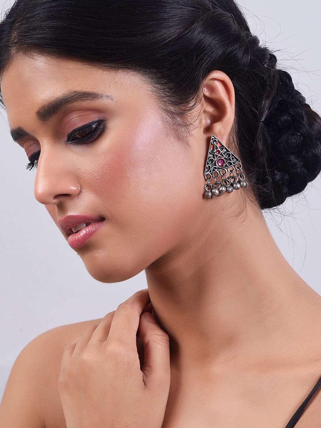 

phuljhadi Silver-Plated Contemporary Drop Earrings