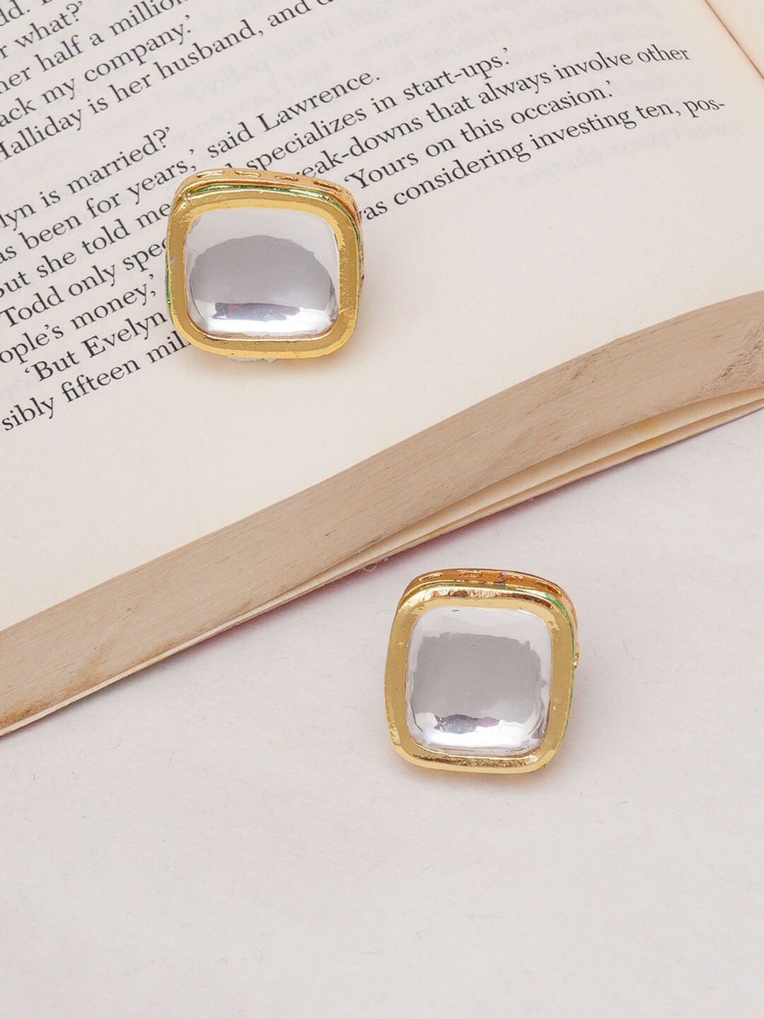 

Ruby Raang Gold-Plated Kundan Studded Classic Studs Earrings