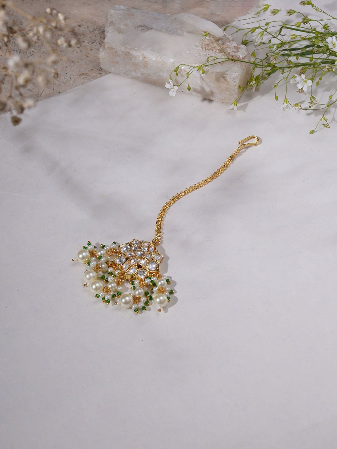 

Ruby Raang Gold-Plated Kundan-Studded Maangtika