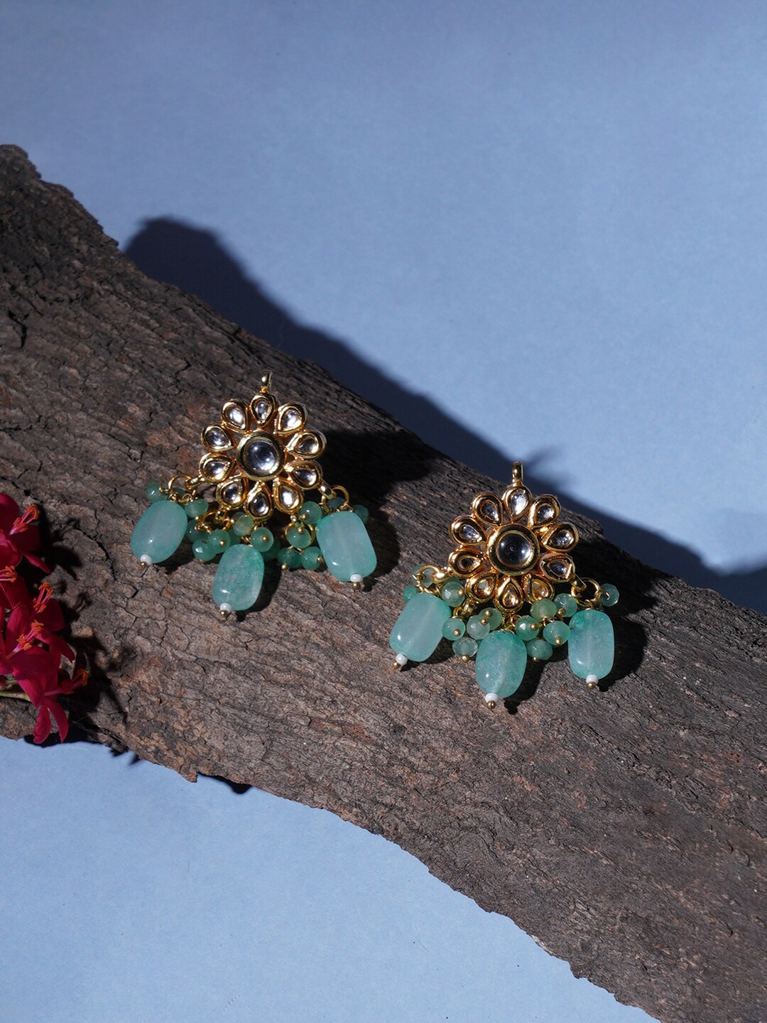 

Ruby Raang Gold-Plated Kundan Studded Classic Drop Earrings