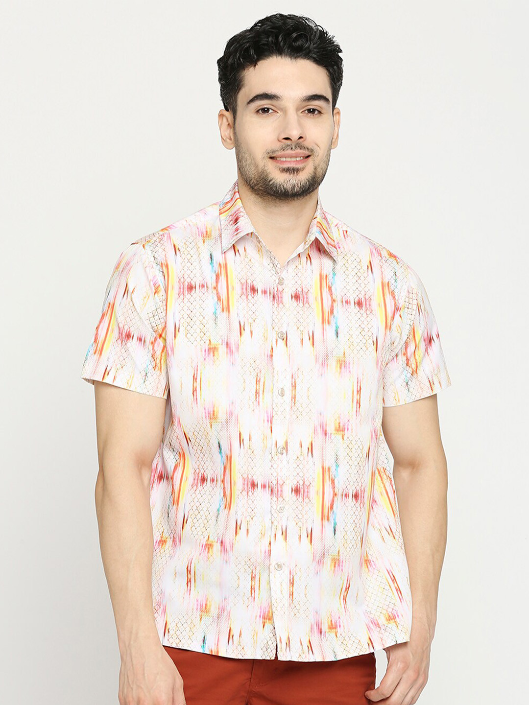 

Blamblack Comfort Abstract Printed Casual Shirt, Cream