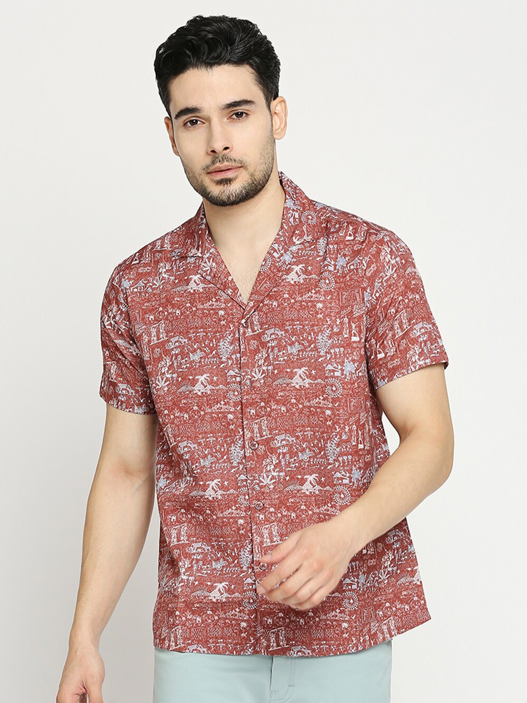 

Blamblack Comfort Opaque Printed Casual Shirt, Brown