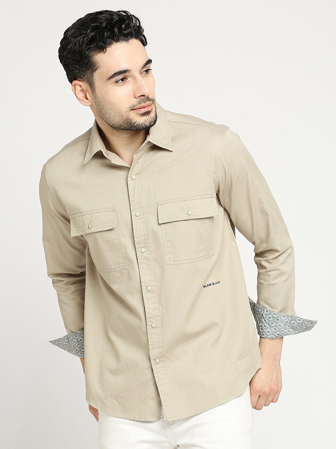 

Blamblack Comfort Cotton Casual Shirt, Beige