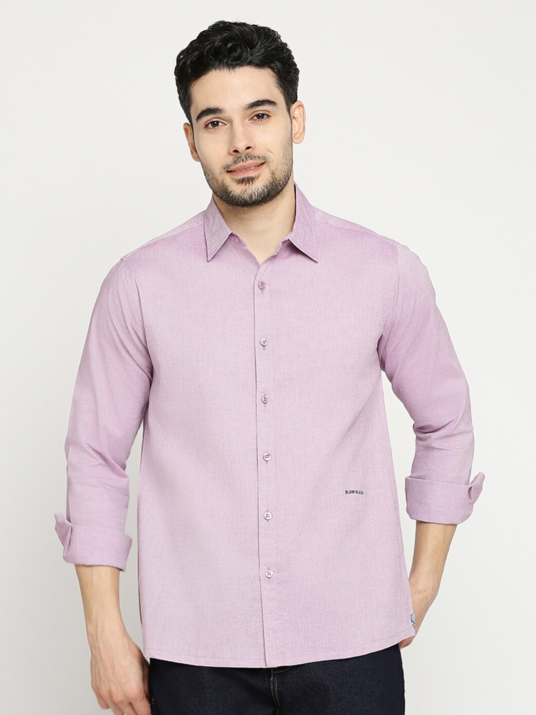 

Blamblack Comfort Spread Collar Cotton Casual Shirt, Purple