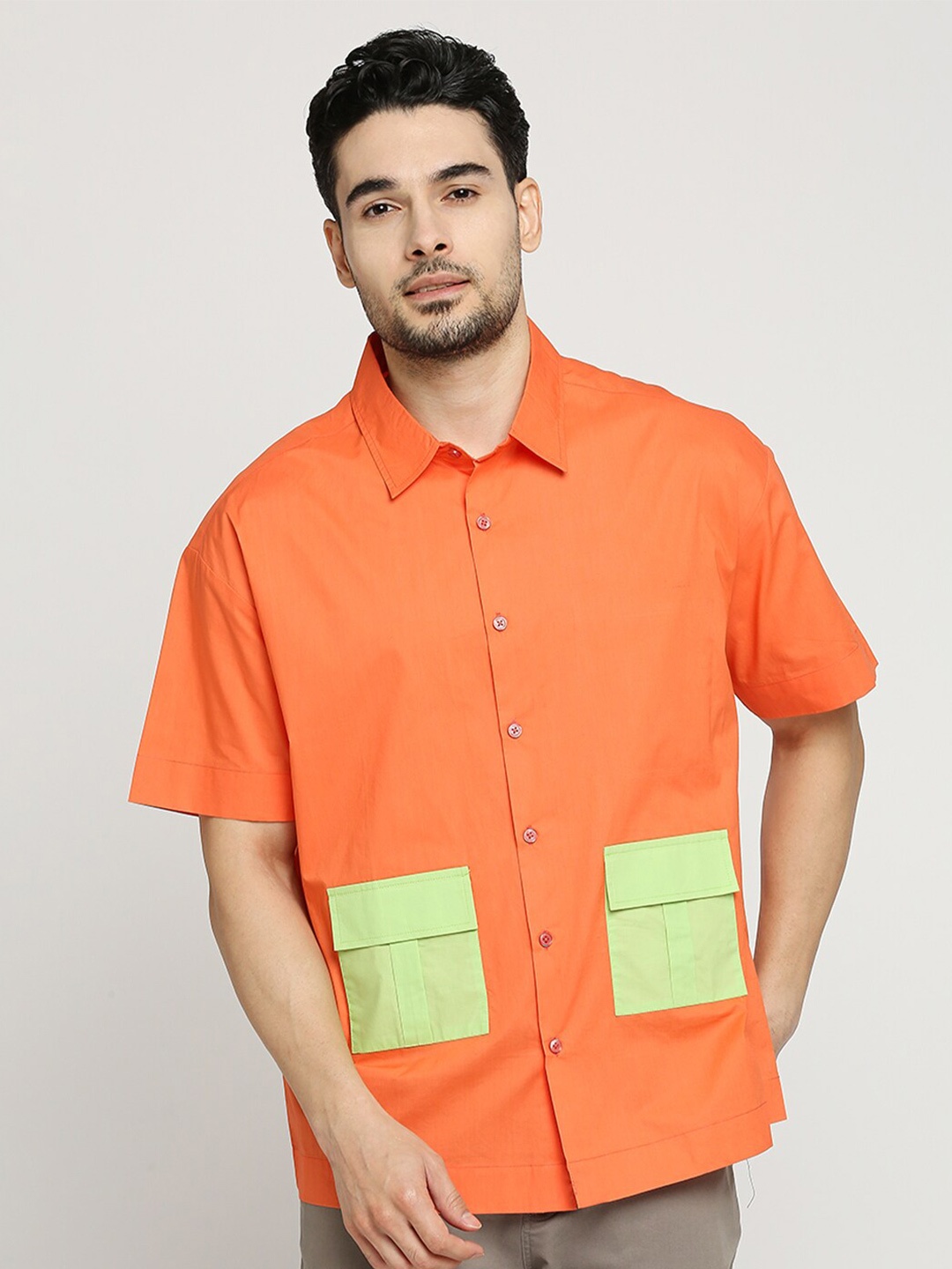 

Blamblack Comfort Cotton Oversized Casual Shirt, Orange