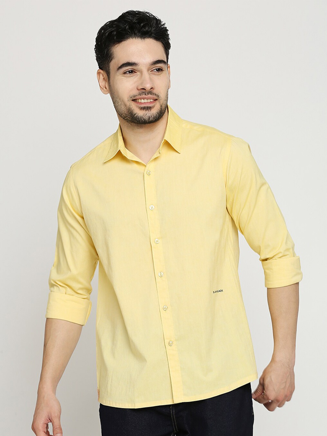 

Blamblack Comfort Spread Collar Cotton Casual Shirt, Yellow