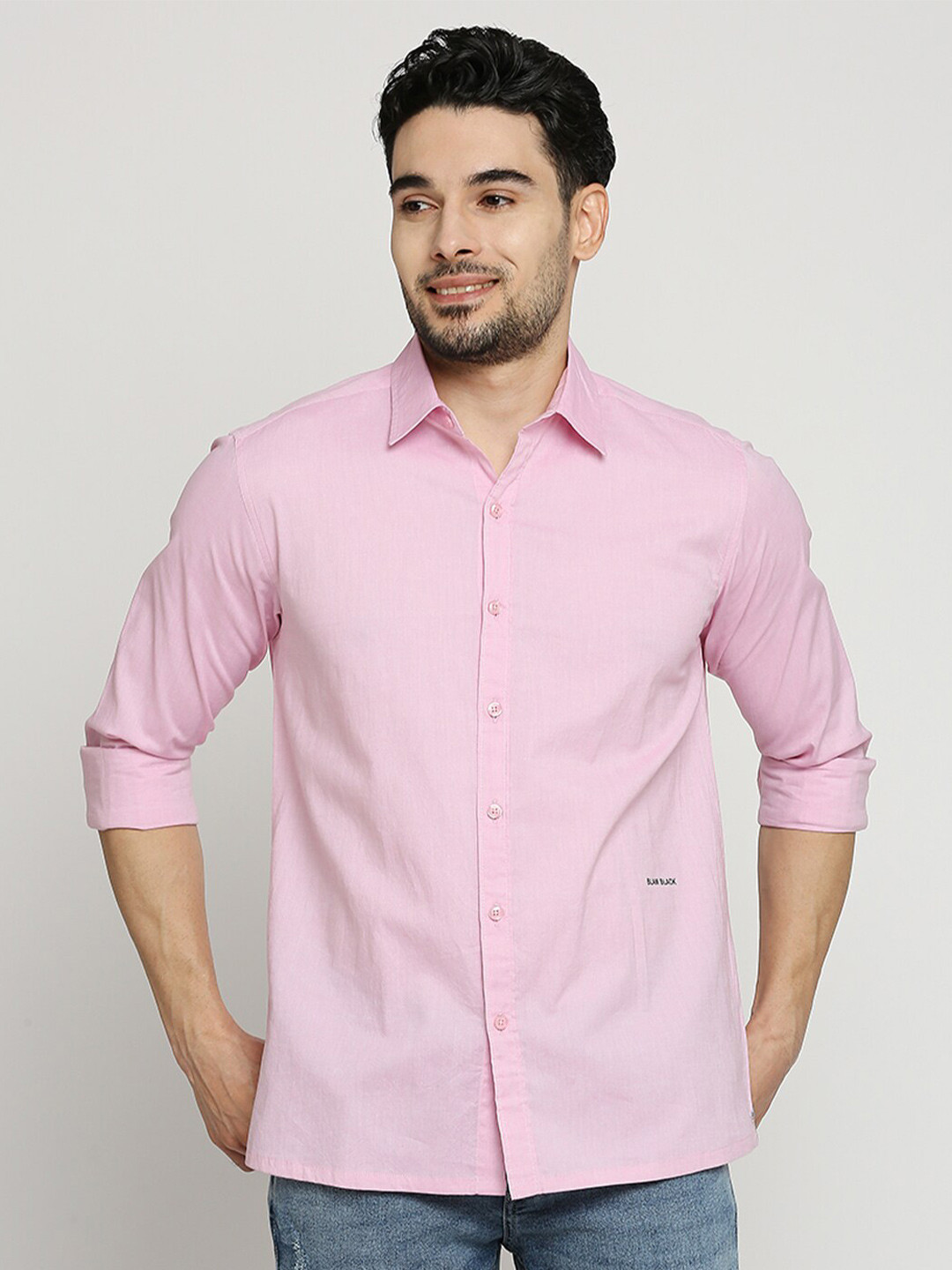 

Blamblack Comfort Spread Collar Cotton Casual Shirt, Pink