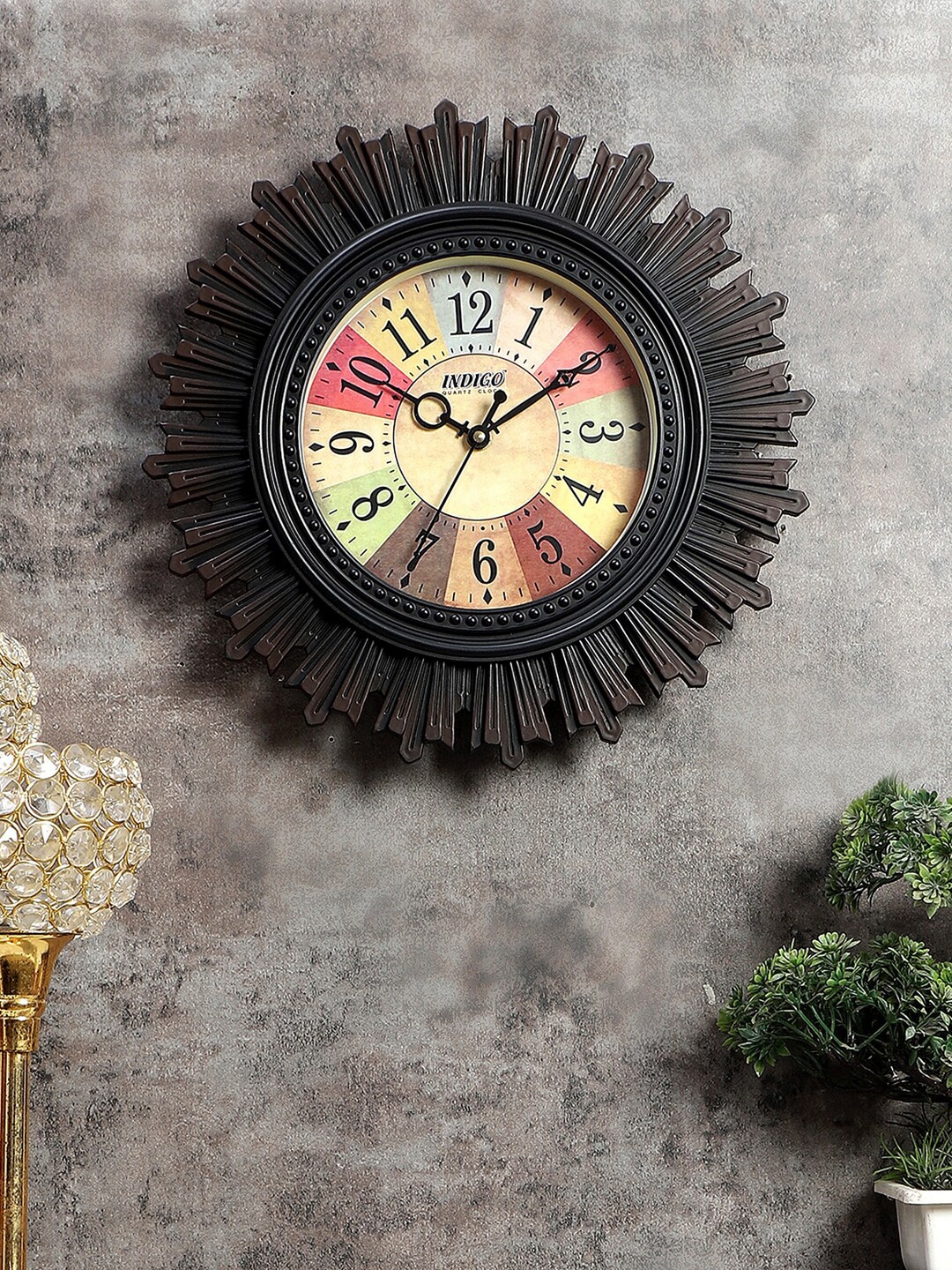 

EXIM DECOR Brown Textured Contemporary Wall Clock