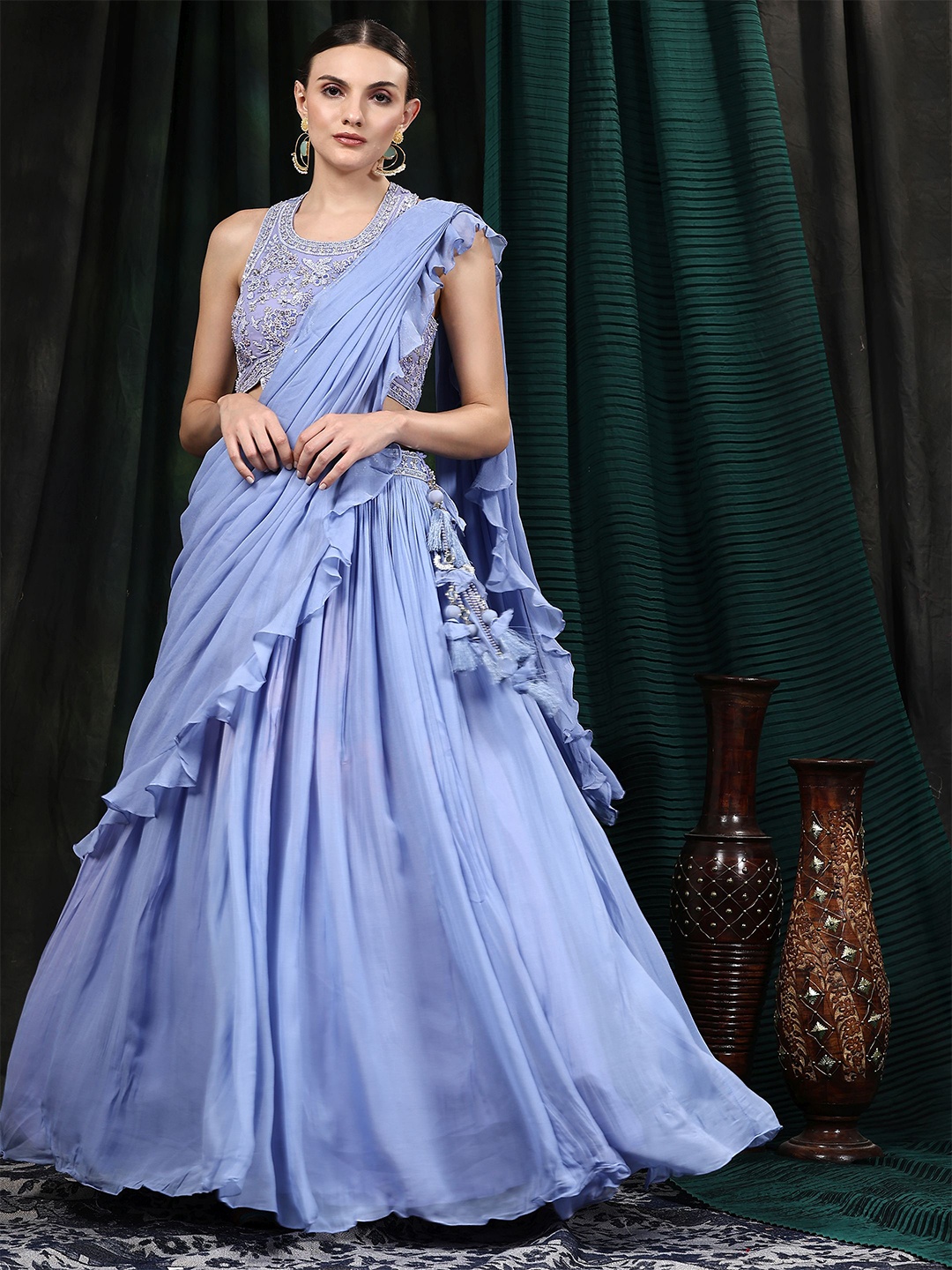 

Phenav Embroidered Beads & Stones Ready to Wear Lehenga & Blouse With Dupatta, Lavender
