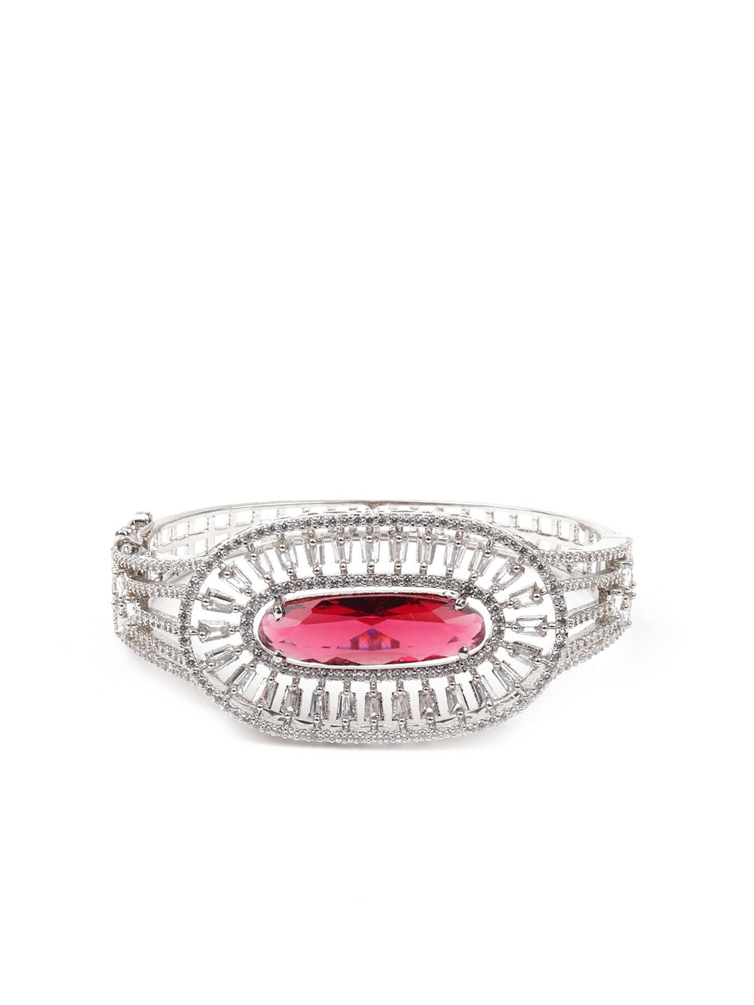 

ODETTE Silver-Plated Stone Studded Bangle-Style Bracelet