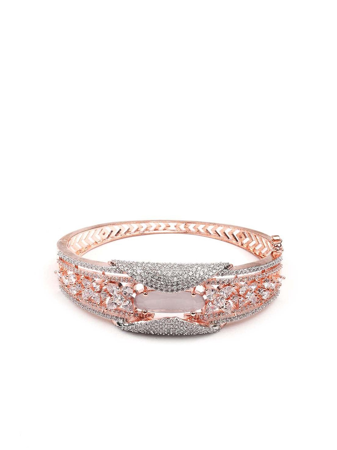 

ODETTE Rose Gold-Plated Stone Studded Bangle-Style Bracelet