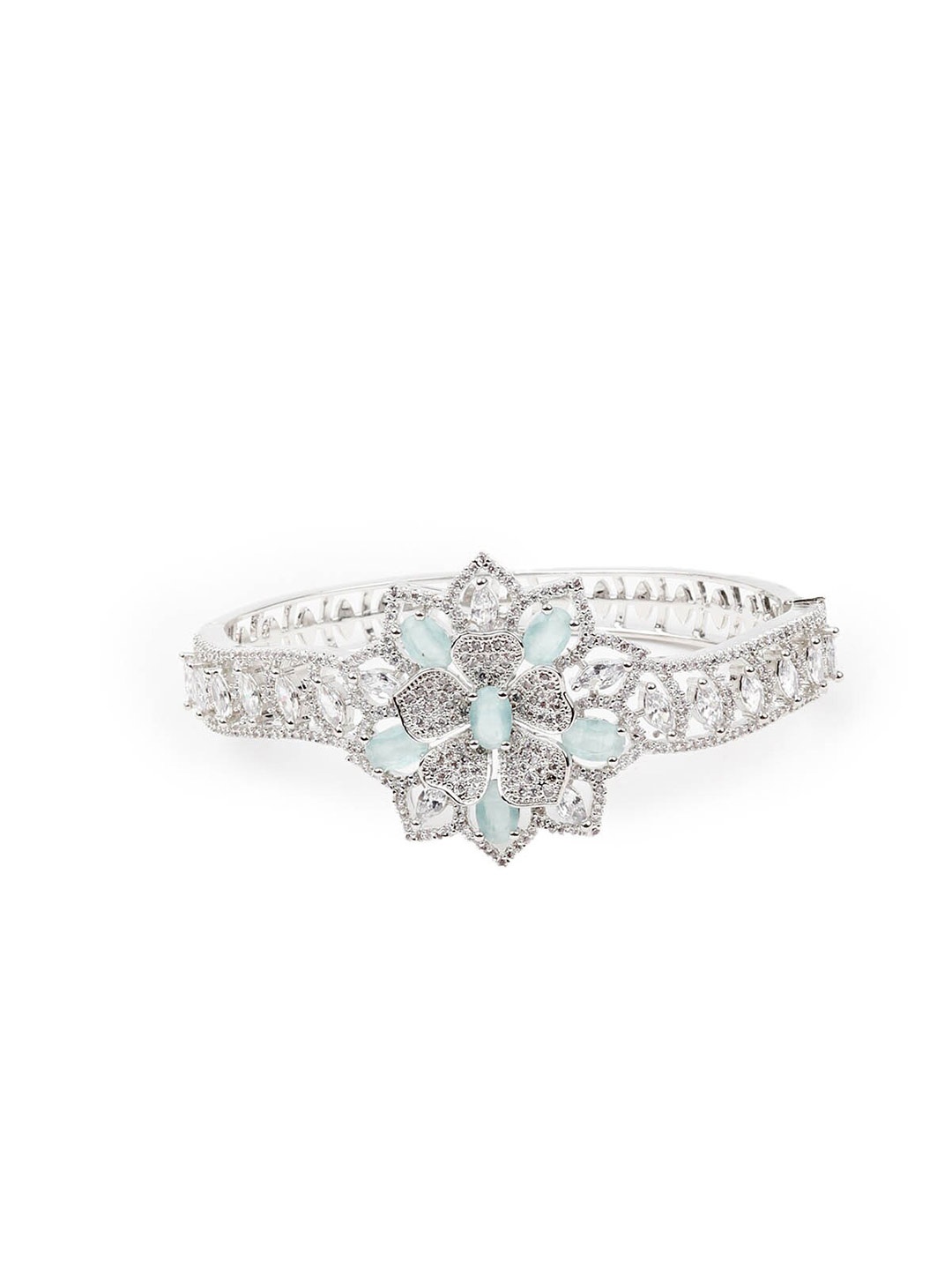 

ODETTE Silver-Plated Stone Studded Cuff Bracelet