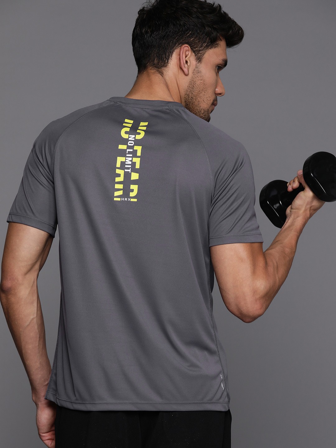 

HRX by Hrithik Roshan Rapid-Dry Printed Training T-shirt, Charcoal