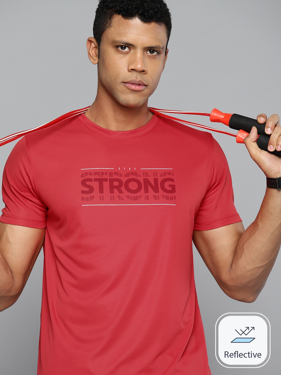 

HRX by Hrithik Roshan Men Typography Printed Training Rapid-Dry T-shirt, Red