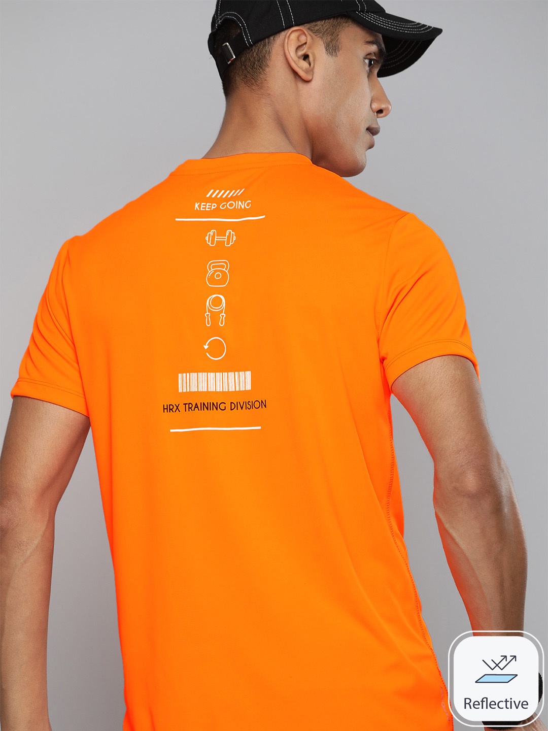 

HRX by Hrithik Roshan Printed Antimicrobial Training T-shirt, Orange