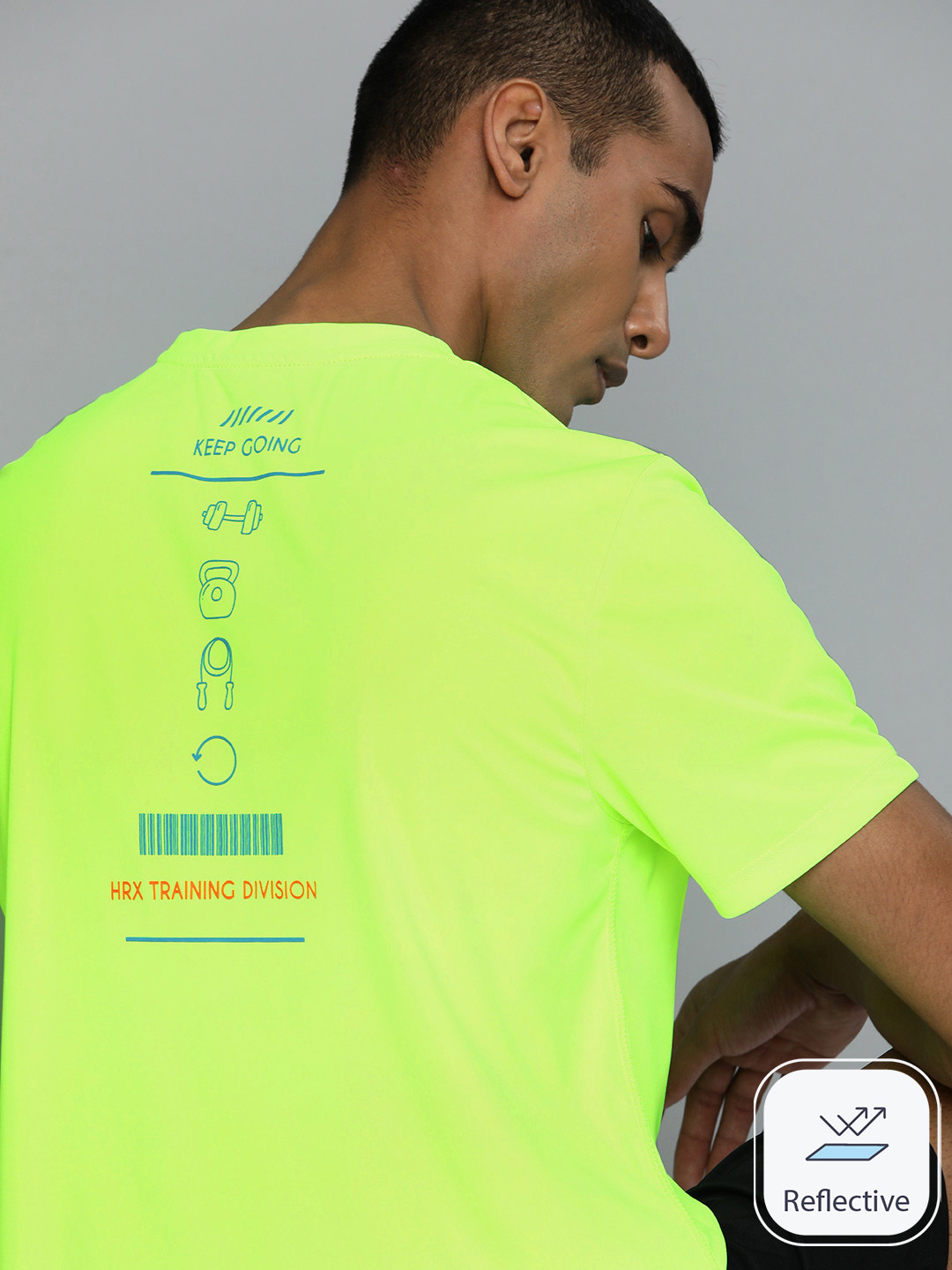 

HRX by Hrithik Roshan Printed Antimicrobial Training T-shirt, Fluorescent green