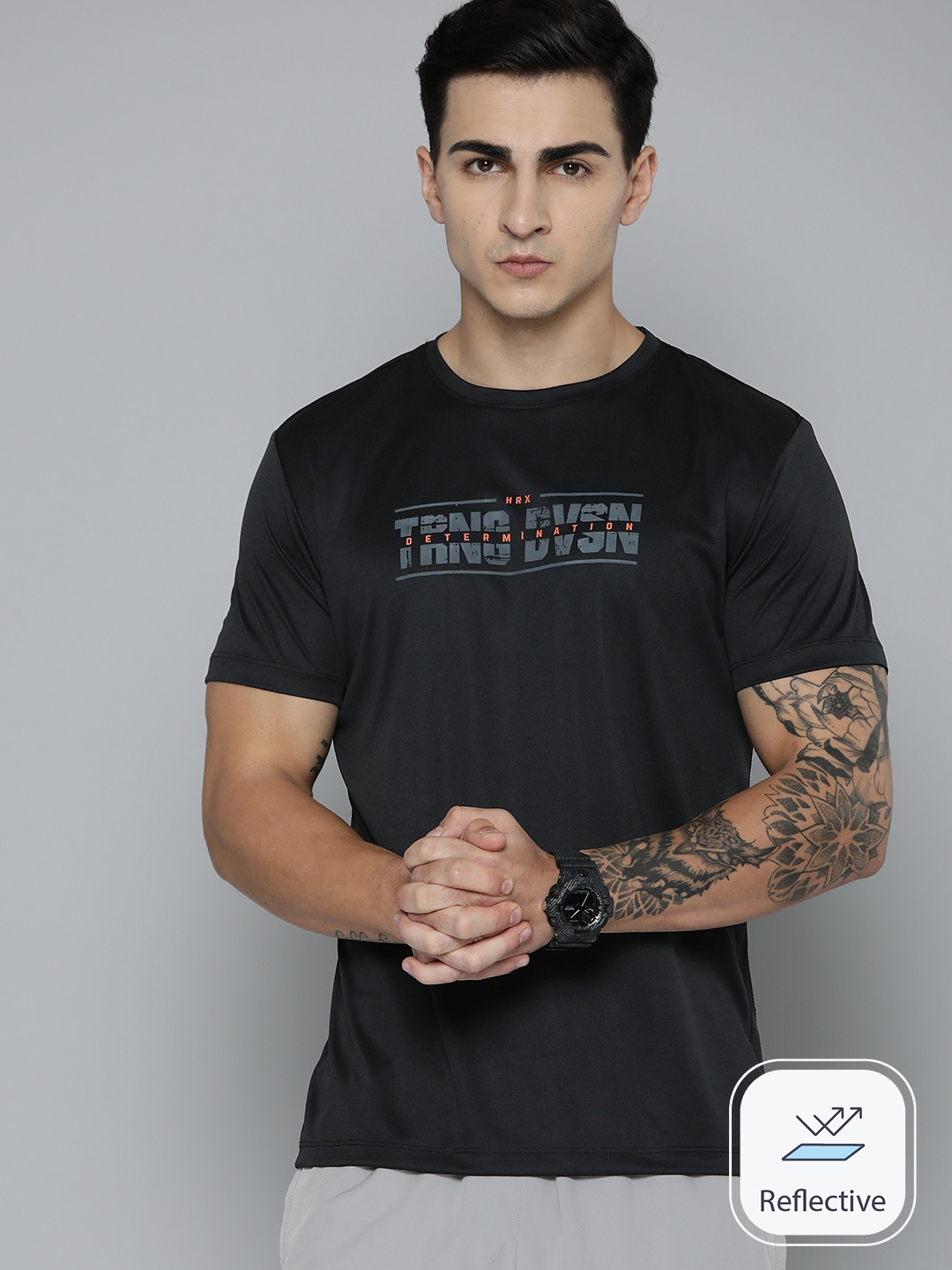 

HRX by Hrithik Roshan Printed Rapid-Dry Training T-shirt, Black