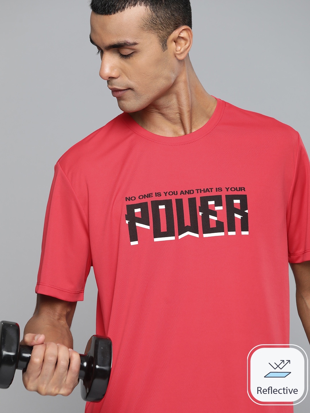 

HRX by Hrithik Roshan Typography Print Antimicrobial Training T-shirt, Red