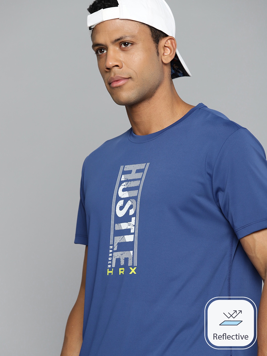 

HRX by Hrithik Roshan Men Brand Logo Printed Training Rapid-Dry T-shirt, Blue