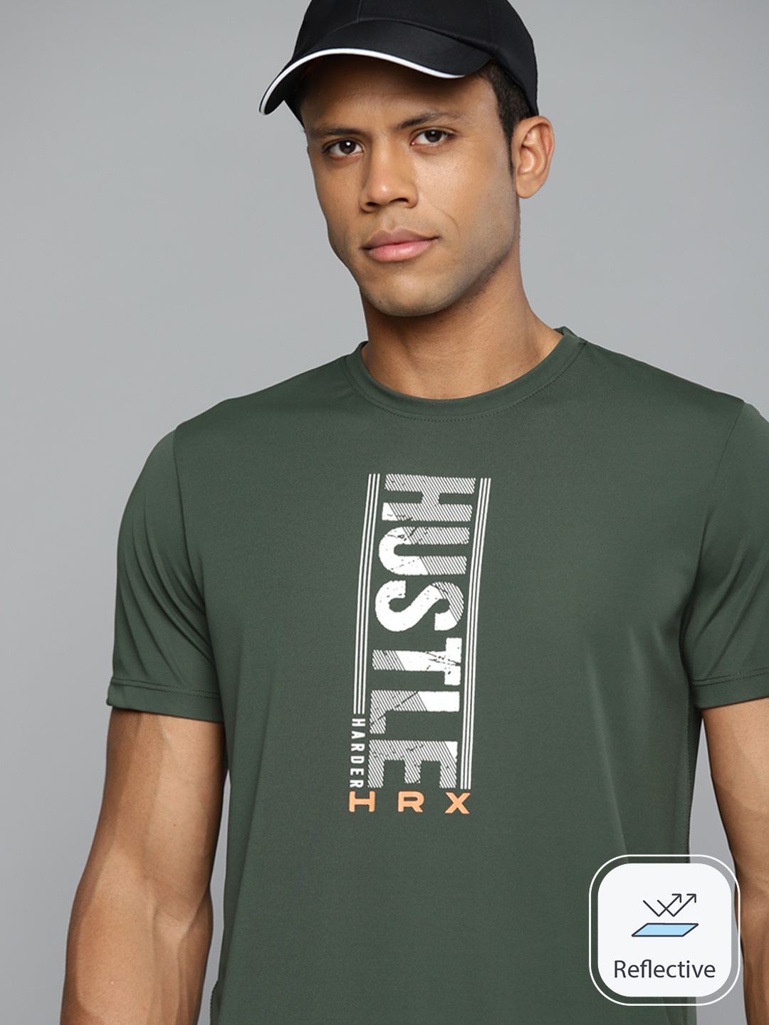 

HRX by Hrithik Roshan Men Brand Logo Printed Training Rapid-Dry T-shirt, Olive