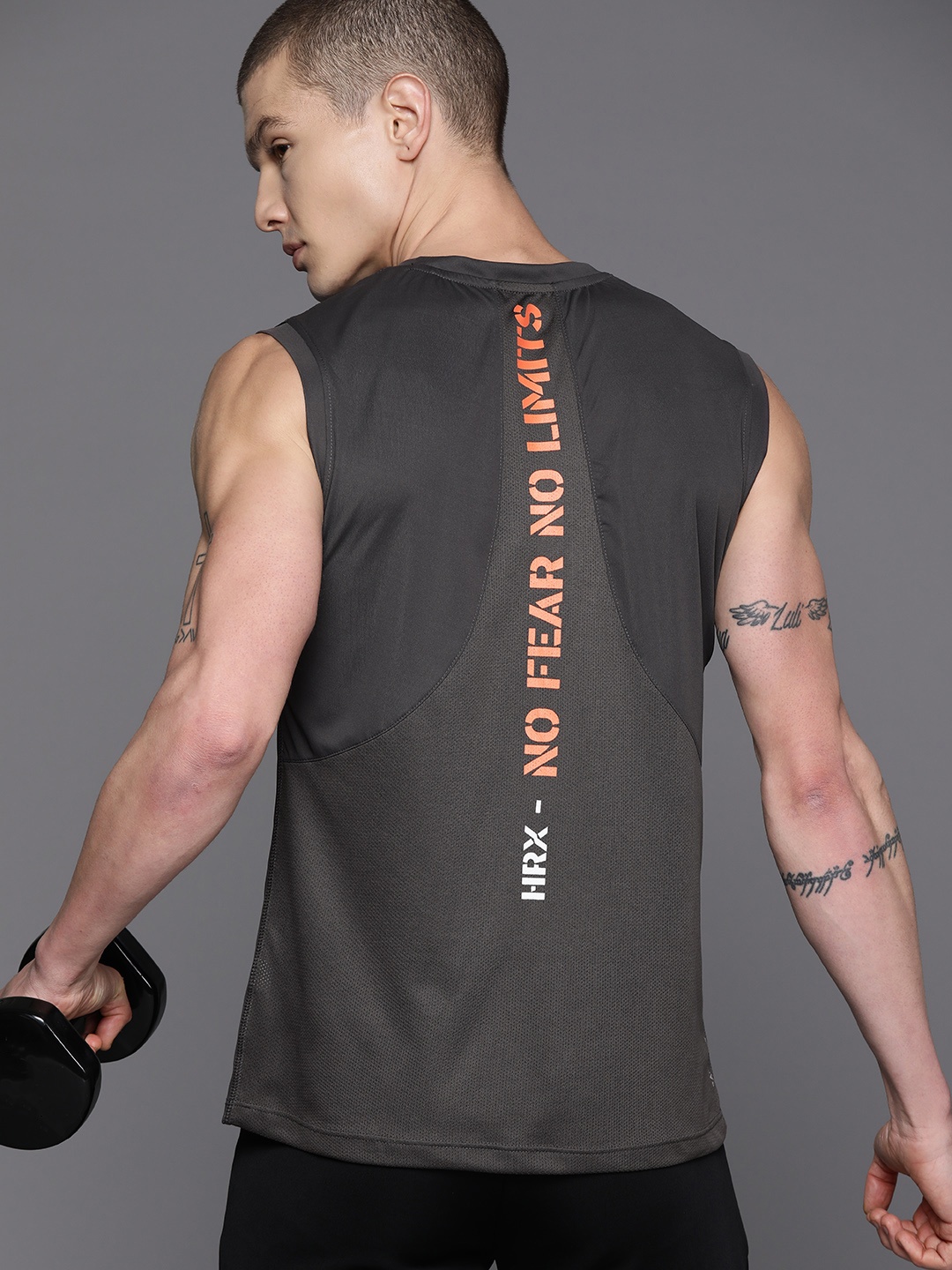 

HRX by Hrithik Roshan Rapid-Dry Printed Training T-shirt, Charcoal