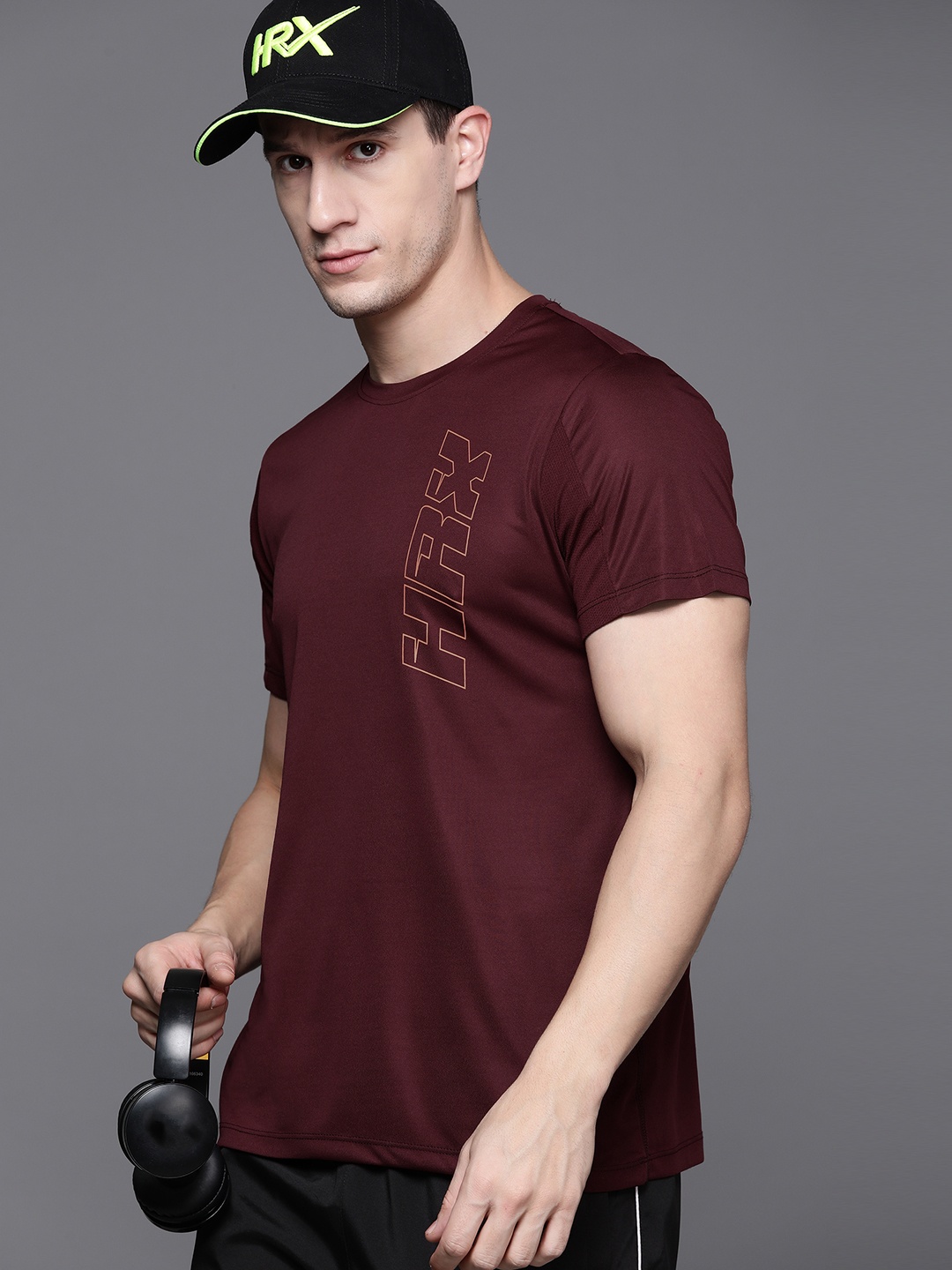 

HRX by Hrithik Roshan Printed Rapid-Dry Training T-shirt, Maroon