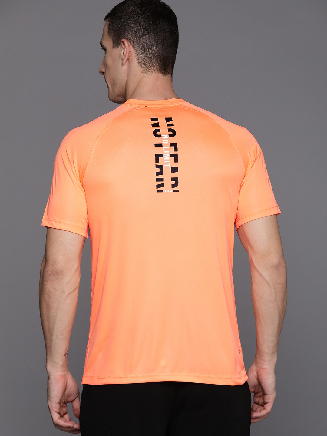 

HRX by Hrithik Roshan Typography Print Rapid-Dry Training T-shirt, Orange