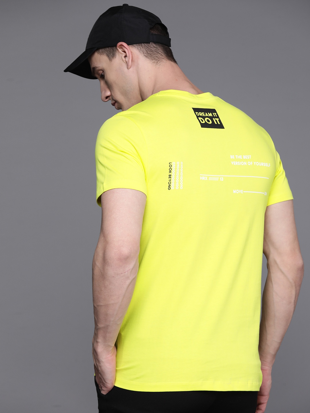 

HRX by Hrithik Roshan Men Back Printed Pure Cotton T-shirt, Yellow