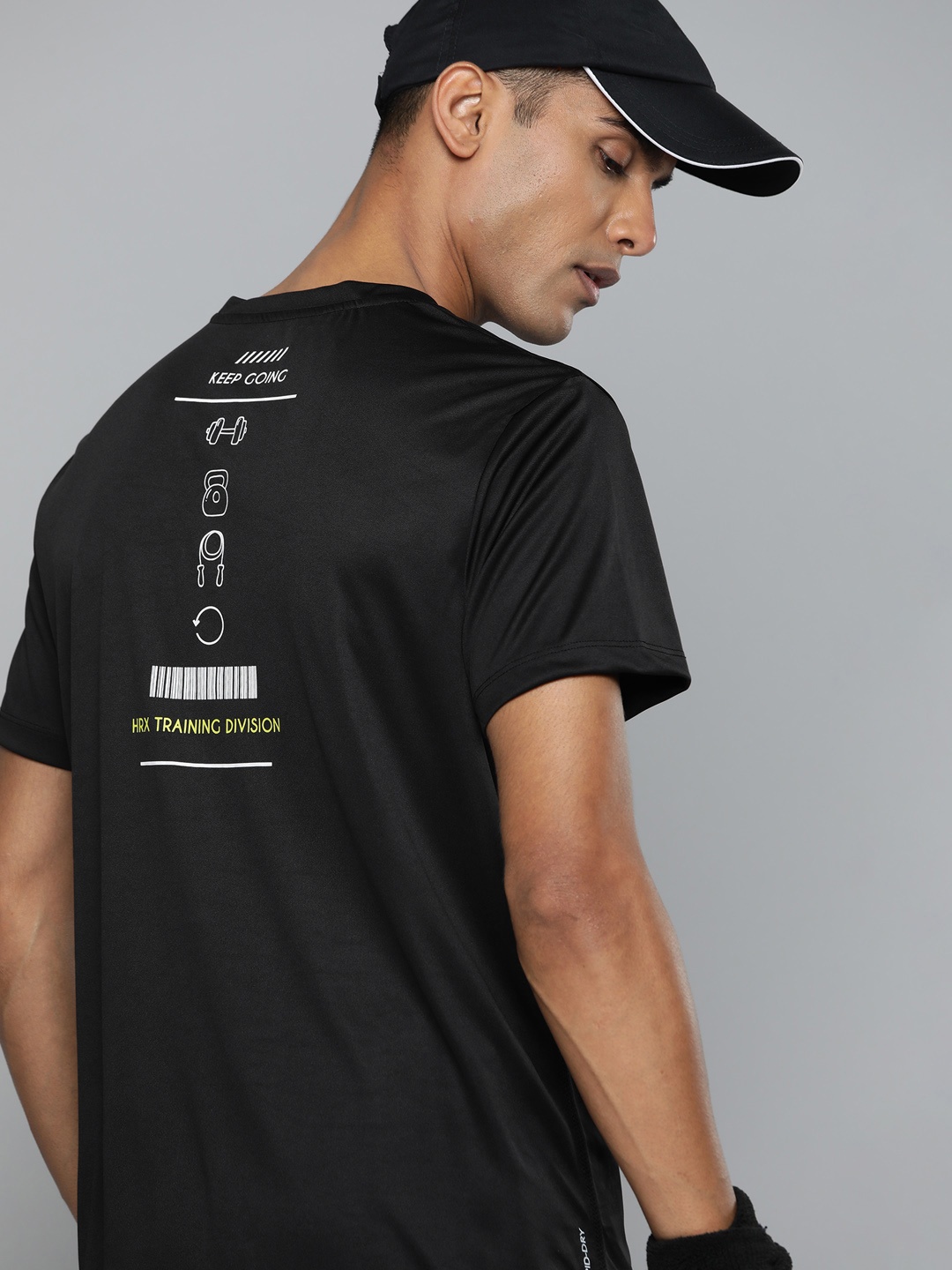 

HRX by Hrithik Roshan Printed Antimicrobial Training T-shirt, Black